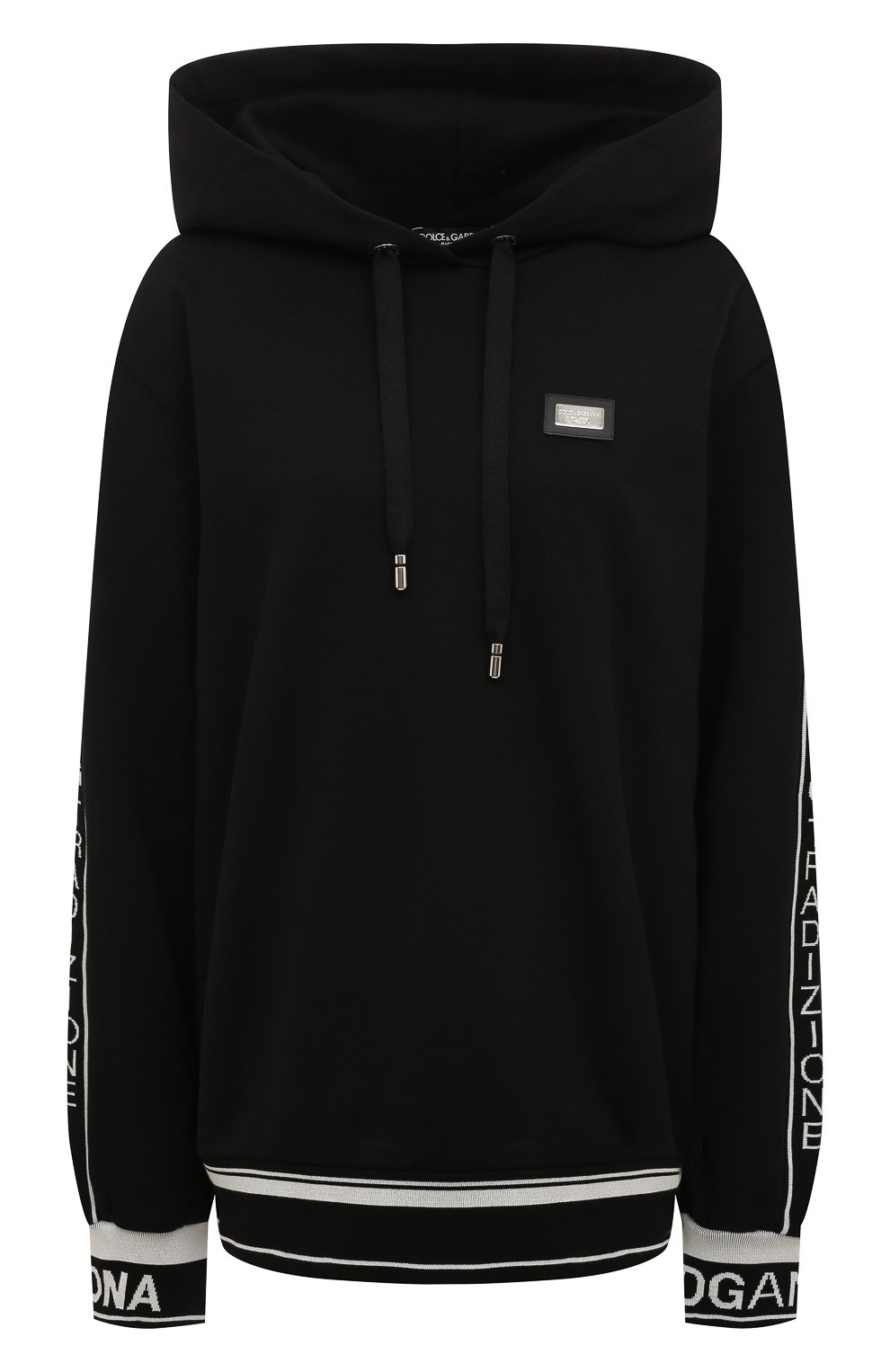 Хлопковое худи DOLCE & GABBANA черного цвета по цене 67950 руб., арт. F9D14T/G7SIR/0UTLET AW22-23, фото 1 Хлопковое худи DOLCE & GABBANA, арт. F9D14T/G7SIR/0UTLET AW22-23, фото 1
