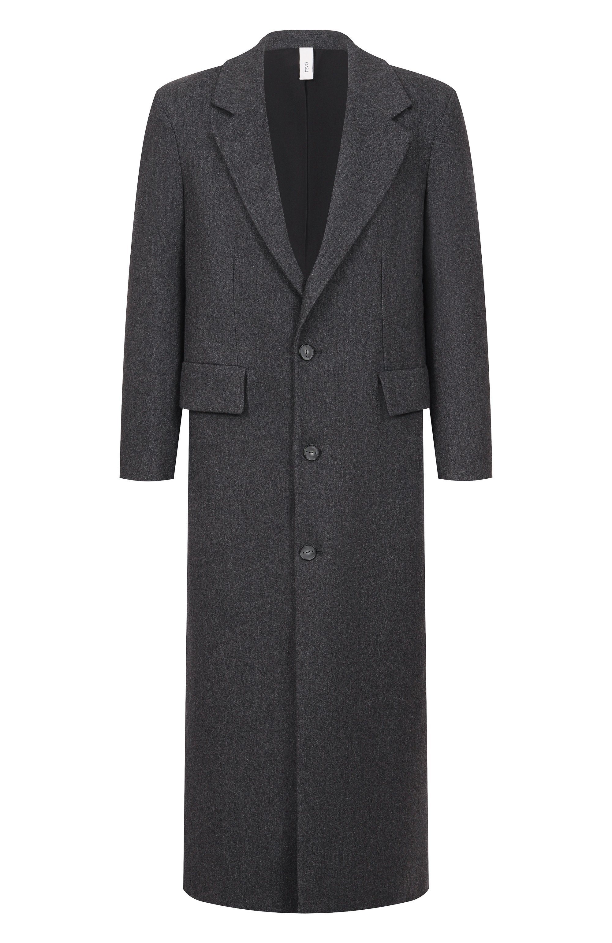 Шерстяное пальто HEVO темно-серого цвета по цене 107500 руб., арт. TRINITAP0LI L140B/I740, фото 1 Шерстяное пальто HEVO, арт. TRINITAP0LI L140B/I740, фото 1