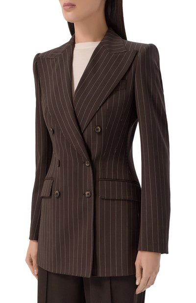 Шерстяной жакет DOLCE & GABBANA коричневого цвета по цене 399500 руб., арт. F29QFT/GDD1H, фото 3 Шерстяной жакет DOLCE & GABBANA, арт. F29QFT/GDD1H, фото 3