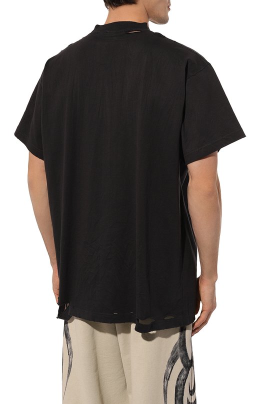 Хлопковая футболка Balenciaga 787349/TRVC9 Чёрный  787349/TRVC9 Фото 4