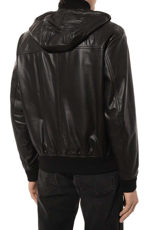 Кожаный бомбер BOSS Orange Чёрный, фото 4