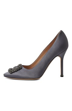 Женские текстильные туфли hangisi 105 MANOLO BLAHNIK темно-синего цвета, арт. 9XX-0664/SAT | Фото 4 (Материал внутренний: Натуральная кожа; Каблук высота: Высокий; Драгоценные камни: Проставлено; Подошва: Плоская; Материал внешний: Текстиль; Материал сплава: Проставлено; Каблук тип: Шпилька)