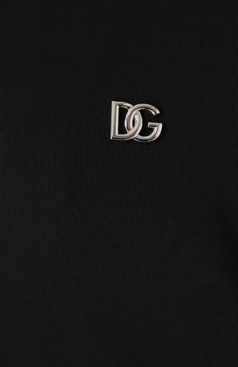 Женский хлопковая толстовка DOLCE & GABBANA черного цвета, арт. F9R80T/GDCDR | Фото 6 (Рукава: Длинные; Материал внешний: Хлопок; Материал сплава: Проставлено; Драгоценные камни: Проставлено; Длина (для топов): Стандартные; Женское Кросс-КТ: Кардиган-одежда; Стили: Спорт-шик)
