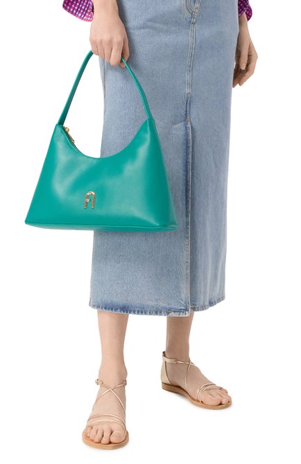 Женская сумка furla diamante small FURLA бирюзового цвета, арт. WB00782/AX0733 | Фото 2 (Материал сплава: Проставлено; Размер: small; Материал: Натуральная кожа; Драгоценные камни: Проставлено)