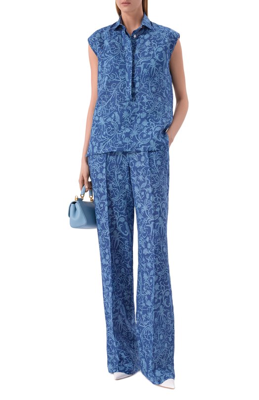 Льняной топ Kiton D48410H09717 Синий  D48410H09717 Фото 2