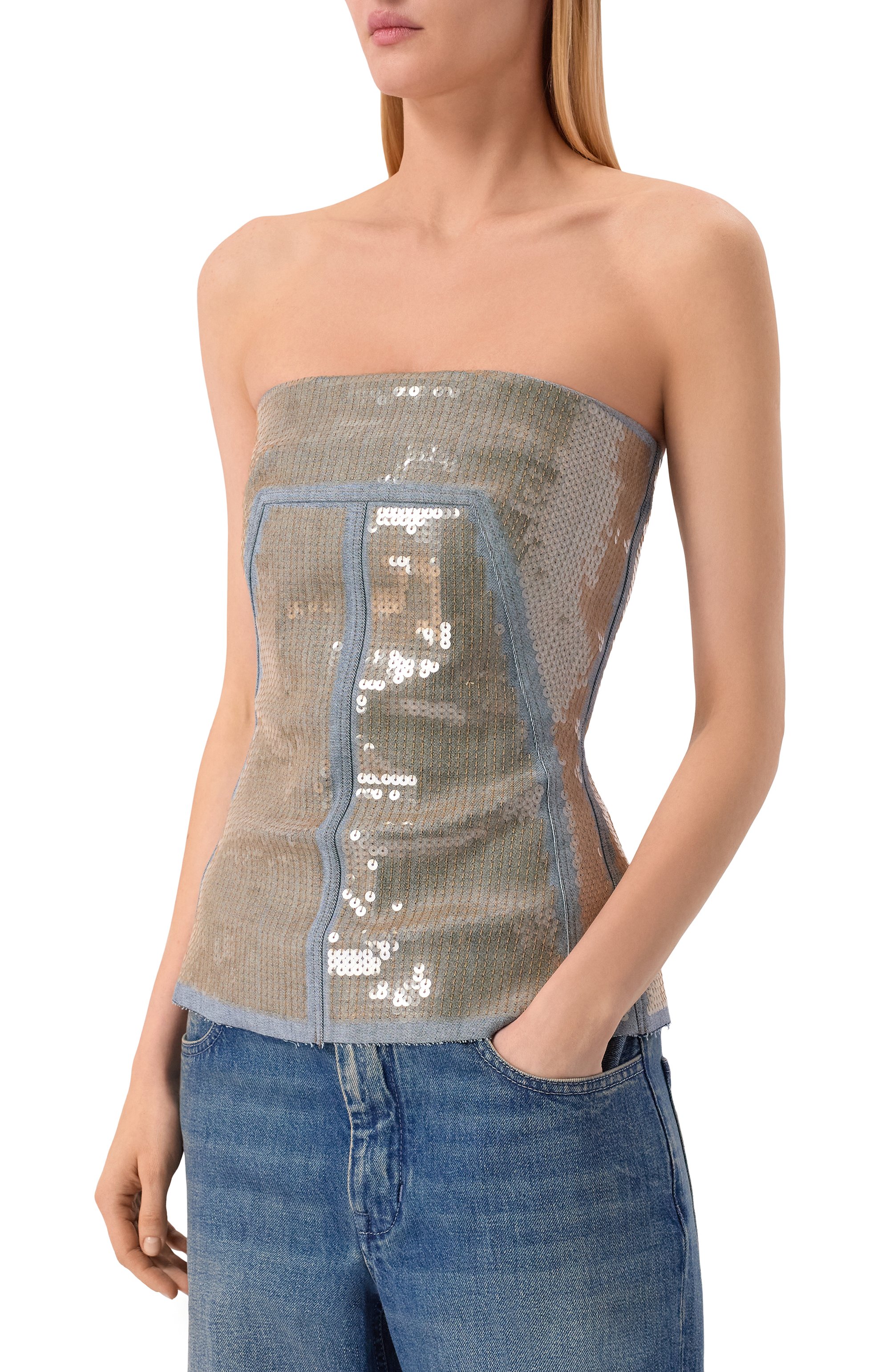 Топ с отдел кой пайетками RICK OWENS, арт. RP01F6127/SRAWM1, фото 3