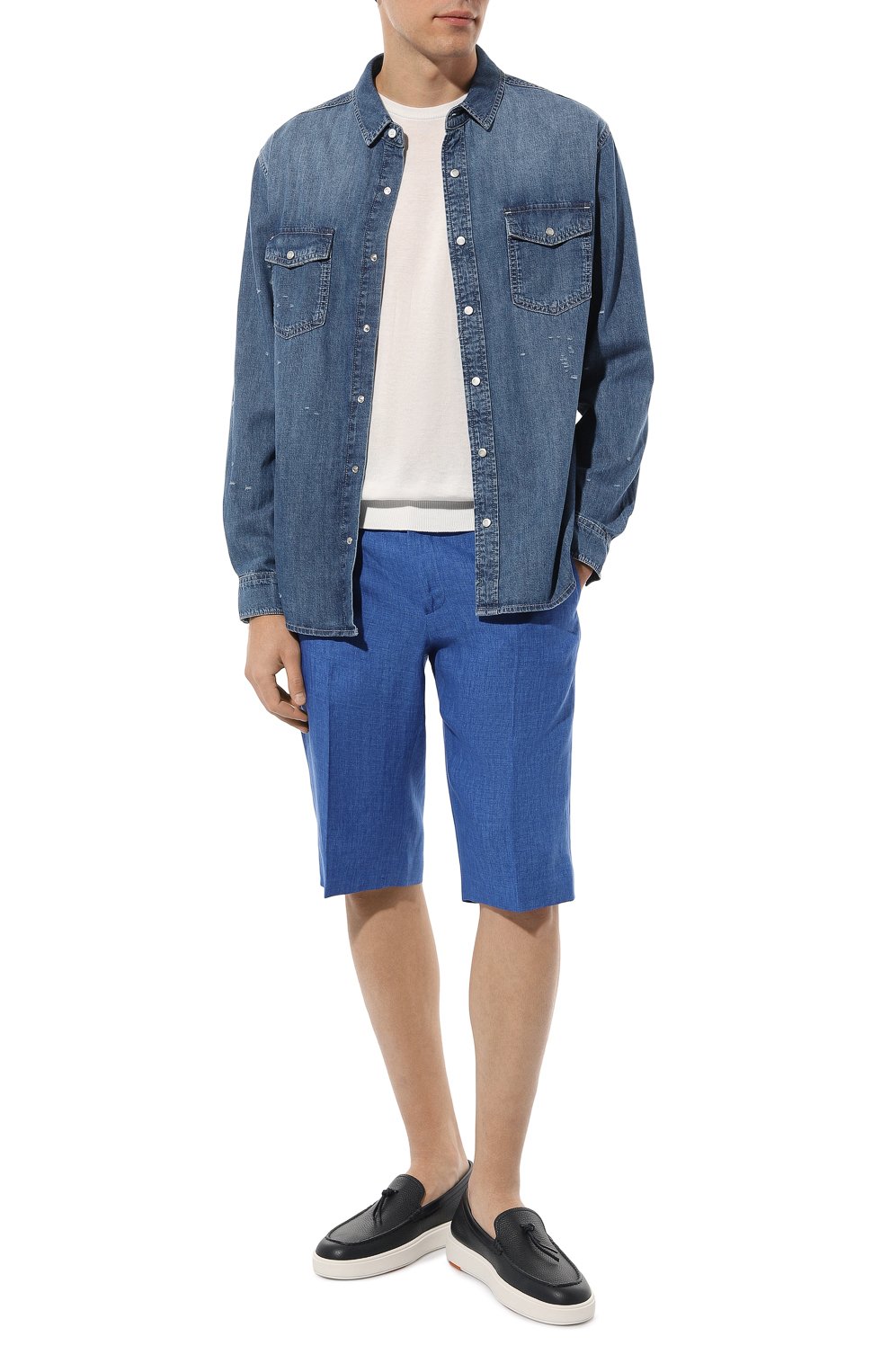 Льняные шорты STEFANO RICCI синего цвета по цене 108000 руб., арт. M1T3200281/L0001F, фото 2 Льняные шорты STEFANO RICCI, арт. M1T3200281/L0001F, фото 2