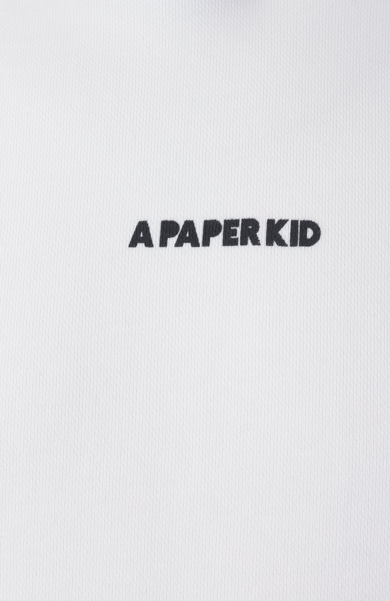 Мужской хлопковое худи A PAPER KID белого цвета, арт. S5PKMAHS191 | Фото 6 (Материал внешний: Хлопок; Рукава: Длинные; Длина (для топов): Стандартные; Мужское Кросс-КТ: Худи-одежда; Принт: Без принта; Стили: Спорт-шик)