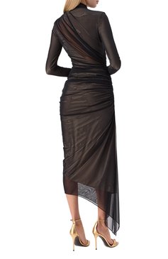 Женское платье MUGLER черного цвета, арт. 25P3R01727595 | Фото 4 (Рукава: Длинные; Материал сплава: Проставлено; Длина Ж (юбки, платья, шорты): Макси; Драгоценные камни: Проставлено; Женское Кросс-КТ: Платье-одежда; Стили: Готика; Случай: Коктейльный; Материал внешний: Синтетический материал)