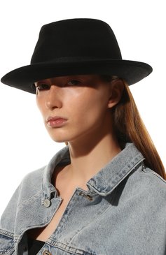 Женская шляпа GIORGIO ARMANI черного цвета, арт. 797342/2F501 | Фото 2 (Материал: Текстиль, Ш�ерсть; Материал сплава: Проставлено; Нос: Не проставлено)