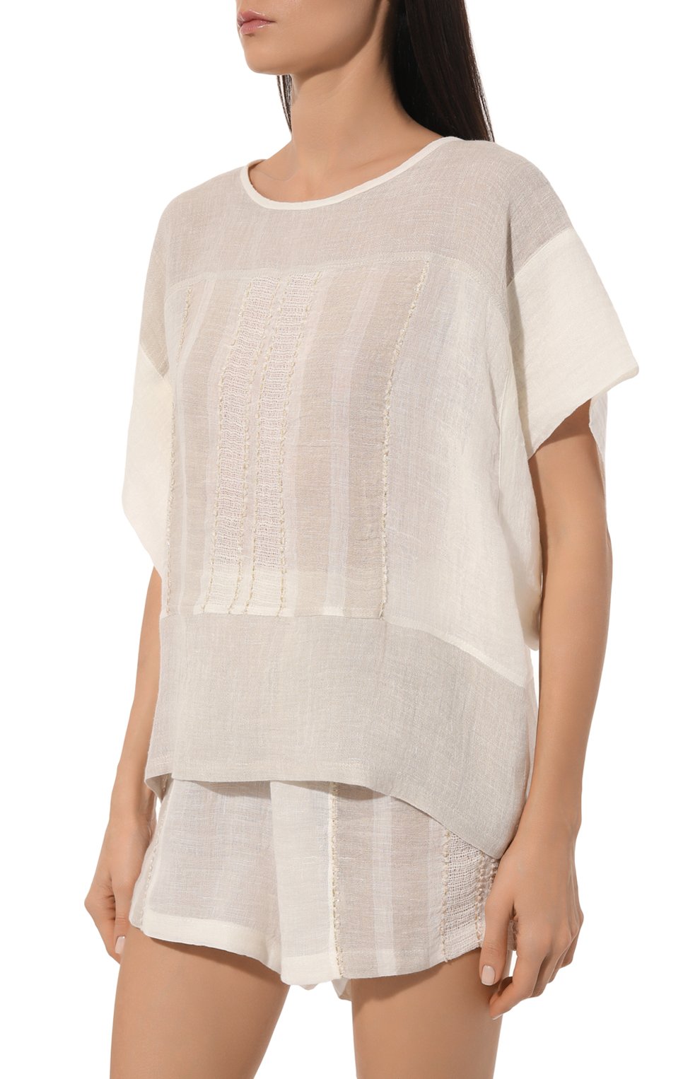 Льняная блузка MAURIZIO кремового цвета по цене 28500 руб., арт. MZS4W08311677, фото 3 Льняная блузка MAURIZIO, арт. MZS4W08311677, фото 3