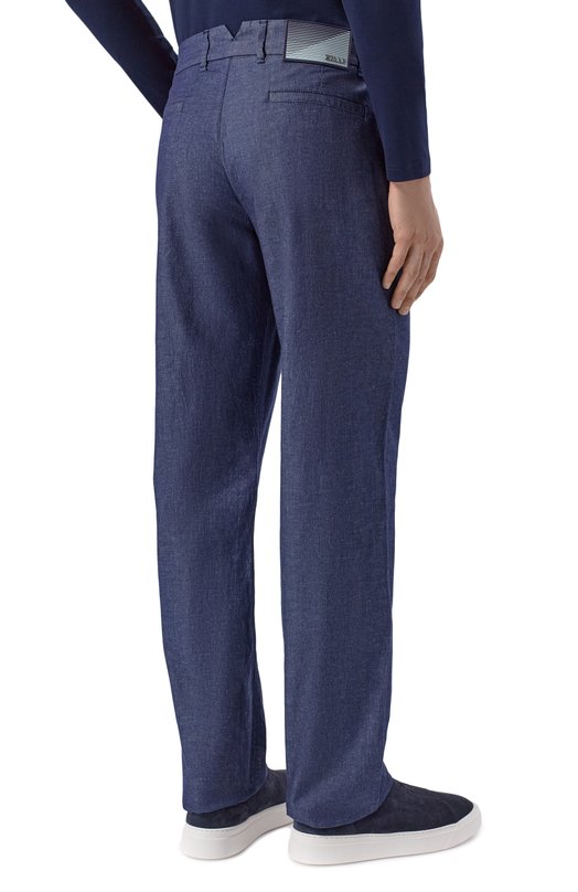 Брюки из хлопка и льна Zilli CP801BM0109VHST00 Синий  CP801BM0109VHST00 Фото 4