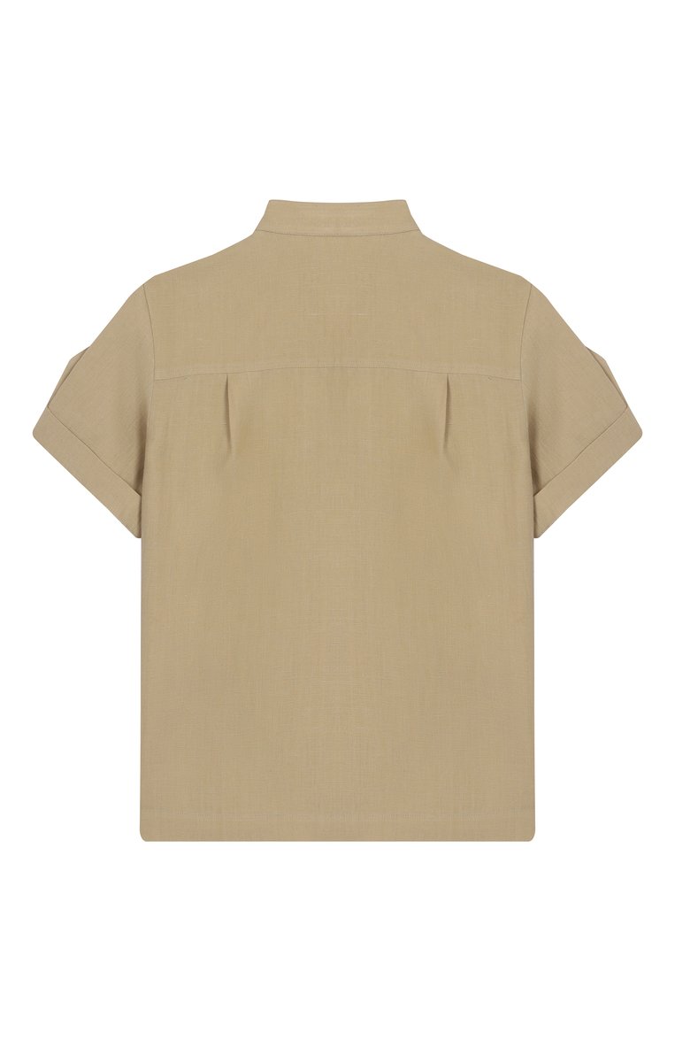 Детская льняная рубашка DOLCE & GABBANA бежевого цвета, арт. L44S25/FU4LH/2-6 | Фото 2 (Автоматизация ТО: Проставлено; Автоматизация состава: Проставлено; Материал внешний: Лен; Рукава: Короткие; Случай: Повседневный; Ростовка одежда: 9 лет | 134 см, 3 года | 98 см, 2 года | 92 см, 4 года | 104 см, 6 лет | 116 см, 5 лет | 110 см, 8 лет | 128 см, 13 - 15 лет | 158 см, 12 лет | 152 см)