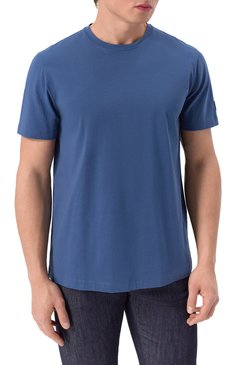 Мужская хлопковая футболка CORNELIANI синего цвета, арт. 25G586-2525028 | Фото 3 (Длина (для топов): Стандартные; Рукава: Короткие; Материал внешний: Хлопок; Принт: Без принта; Стили: Кэжуэл; Кросс-КТ: Джерси; Мужское Кросс-КТ: Футболка-одежда)