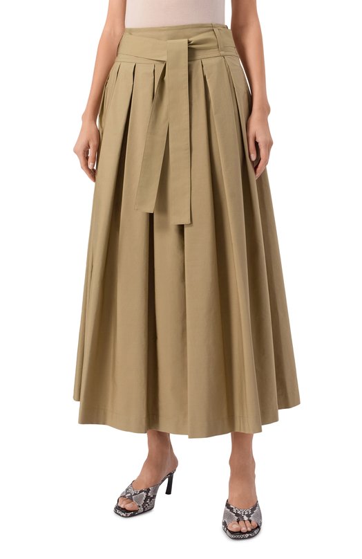 Хлопковая юбка Weekend Max Mara AGIATE Бежевый  AGIATE Фото 3