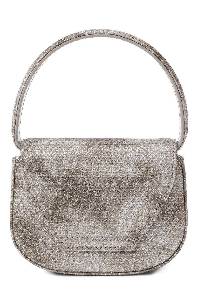 Женская сумка 1dr xs DIESEL серебряного цвета, арт. X08709/P2197 | Фот�о 6 (Драгоценные камни: Проставлено; Размер: mini; Материал: Текстиль, Экокожа; Ремень/цепочка: На ремешке; Материал сплава: Проставлено)