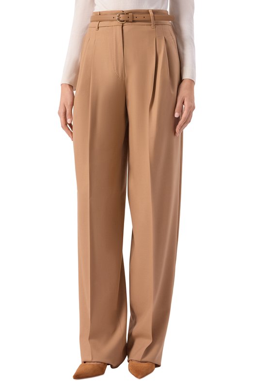 Шерстяные брюки Max Mara Studio ENTRATA Бежевый  ENTRATA Фото 3