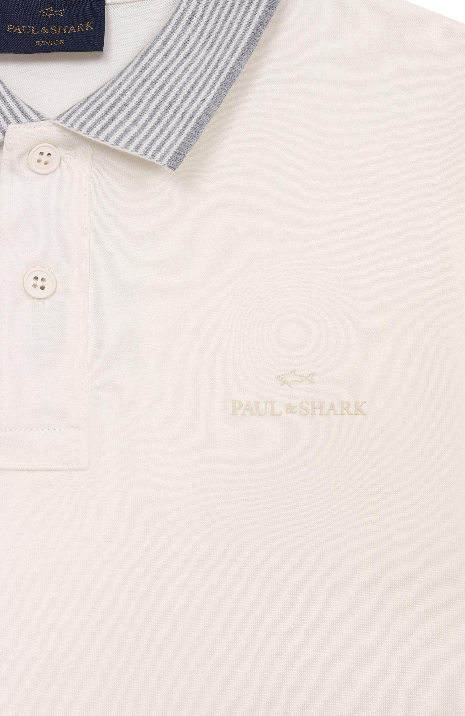 Хлопковое поло PAUL & SHARK JUNIOR молочного цвета по цене 14700 руб., арт. WU0002/LAA01, фото 3 Хлопковое поло PAUL & SHARK JUNIOR, арт. WU0002/LAA01, фото 3