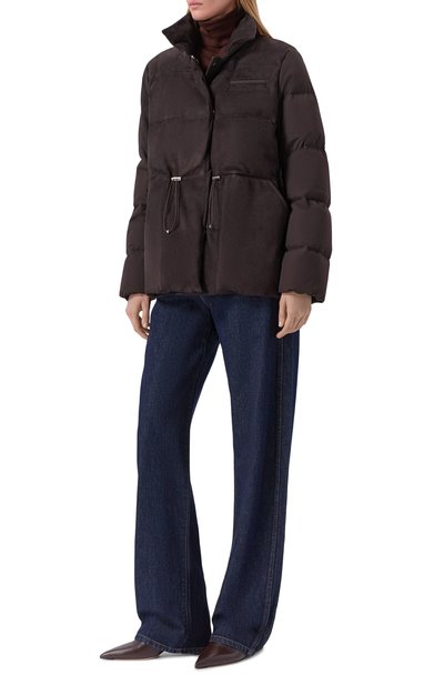 Комбинированный пуховик KITON коричневого цвета по цене 473000 руб., арт. D62628K0563L, фото 2 Комбинированный пуховик KITON, арт. D62628K0563L, фото 2