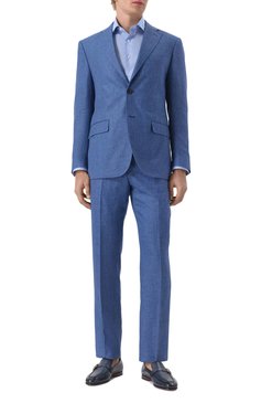 Мужской костюм из шерсти и льна CORNELIANI синего цвета, арт. 25X008-2518263_SET | Фото 2 (Материал внешний: Шерсть, Лен; Рукава: Длинные; Материал сплава: Проставлено; Драгоценные камни: Проставлено; Костюмы М: Однобортный; Стили: Классический, Кэжуэл)