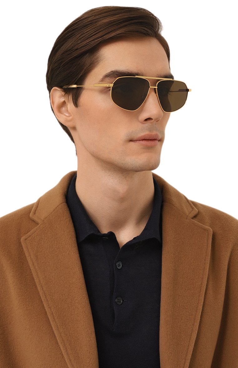 Женские солнцезащитные очки BOTTEGA VENETA коричневого цвета, арт. BV1194S 002 | Фото 3 (Кросс-КТ: С/з-унисекс; Тип очков: С/з; Материал: Металл; Нос: Не проставлено; Региональные ограничения белый список (Axapta Mercury): Не проставлено; Оптика Гендер: оптика-унисекс; Очки форма: Авиаторы)