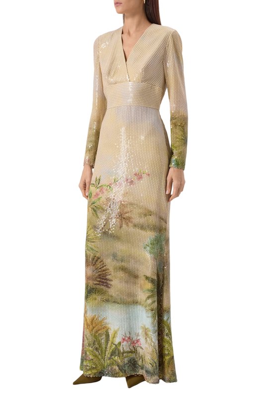 Платье с отделкой пайетками Elie Saab D0635PS25 Кремовый  D0635PS25 Фото 3