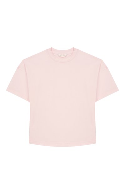 Детская хлопковая футболка PALM ANGELS светло-розового цвета по цене 10650 руб., арт. PGAA001S26JER001 | Фото 1 Хлопковая футболка PALM ANGELS, арт. PGAA001S26JER001