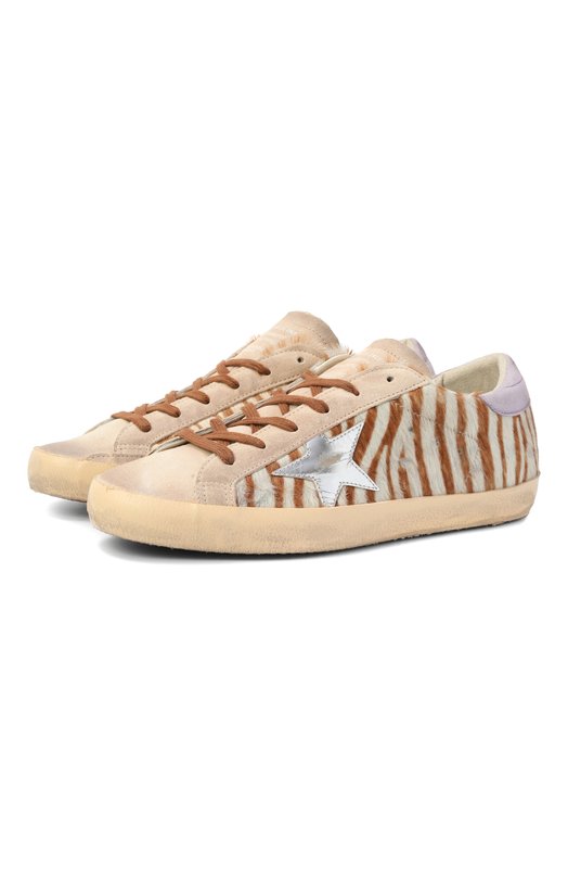Кожаные кеды Super-Star Golden Goose Deluxe Brand GWF00101.F007507 Бежевый GWF00101.F007507