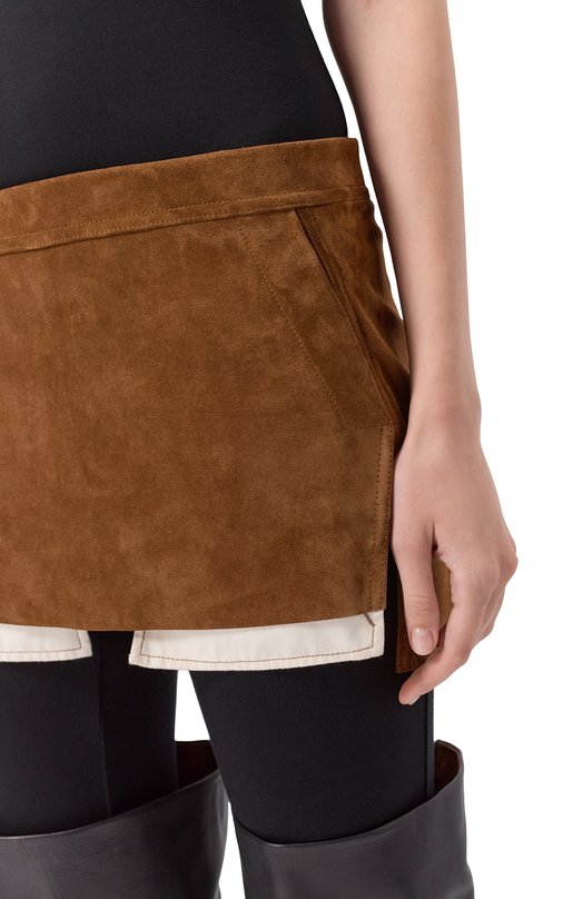Замшевая юбка Rick Owens RP02E4371/LCS Коричневый  RP02E4371/LCS Фото 5