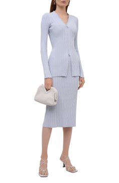 Женская юбка из вискозы PROENZA SCHOULER WHITE LABEL светло-голубого цвета, арт. WL2137650-KY227 | Фото 2 (Кросс-КТ: Трикотаж; Женское Кросс-КТ: Юбка-одежда; Материал сплава: Проставлено; Длина Ж (юбки, платья, шорты): Миди; Материал внешний: Вискоза; Драгоценные камни: Проставлено; Стили: Кэжуэл)