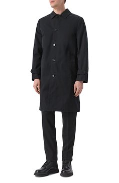 Мужской плащ BURBERRY черного цвета, арт. 8101328 | Фото 2 (Длина (верхняя одежда): До колена; Драгоценные камни: Проставлено; Материал сплава: Проставлено; Рукава: Длинные; Мужское Кросс-КТ: Плащ-верхняя одежда; Стили: Кэжуэл; Материал внешний: Хлопок, Синтетический материал; Материал подклада: Хлопок)