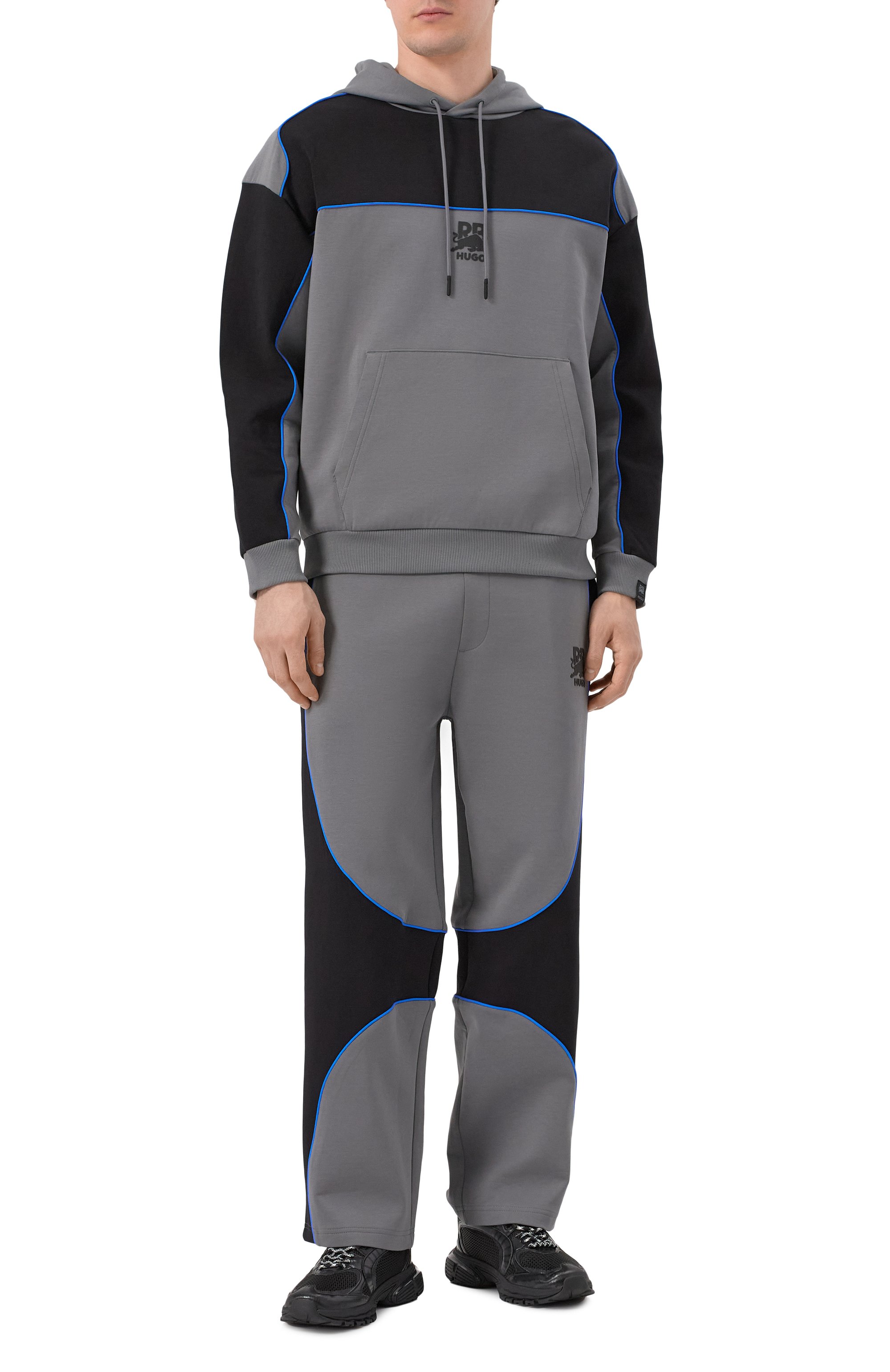 Хлопковые брюки hugo x rb HUGO темно-серого цвета по цене 23950 руб., арт. 50542822, фото 2 Хлопковые брюки hugo x rb HUGO, арт. 50542822, фото 2