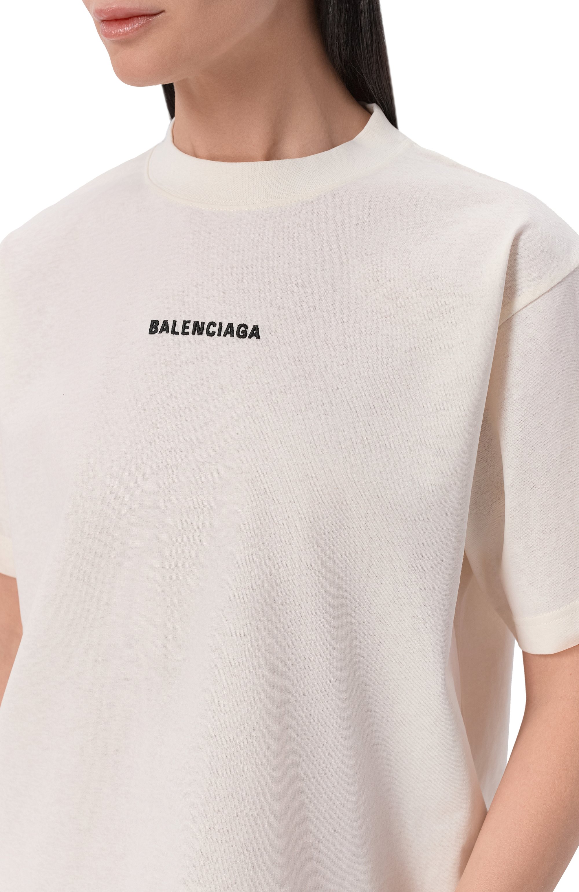 Хлопковая футболка BALENCIAGA кремового цвета по цене 89950 руб., арт. 850990/TTVJ1, фото 5 Хлопковая футболка BALENCIAGA, арт. 850990/TTVJ1, фото 5