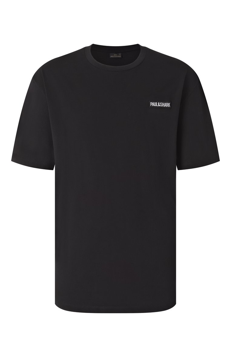 Мужская хлопковая футболка PAUL&SHARK черного цвета, арт. 25411093/3XL | Фото 1 (Длина (для топов): Удлиненн�ые; Рукава: Короткие; Стили: Кэжуэл; Принт: С принтом; Материал внешний: Хлопок; Кросс-КТ: Джерси; Мужское Кросс-КТ: Футболка-одежда)