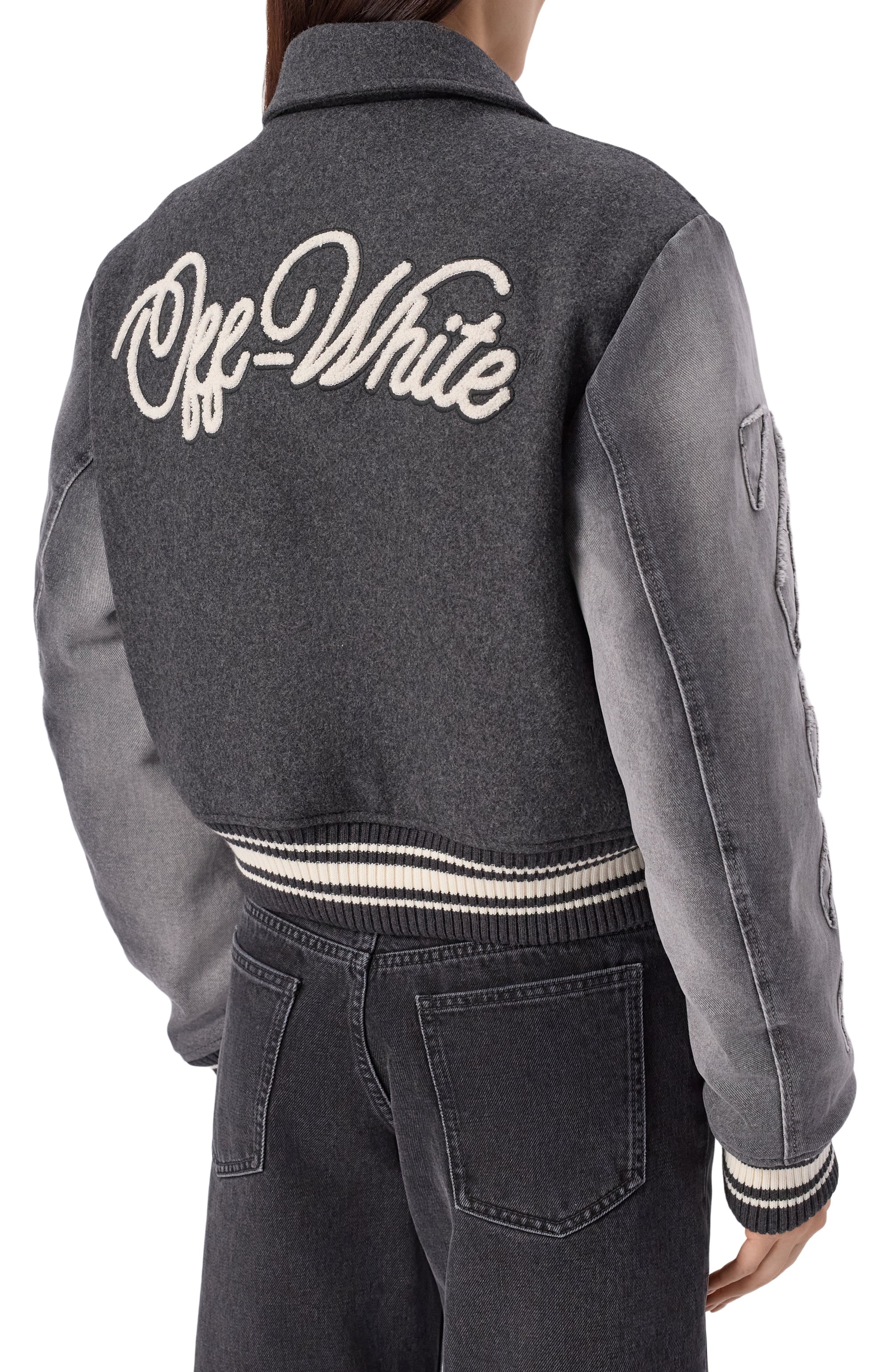 Комбинированный бомбер OFF-WHITE, арт. 0WEK00MF25DEN001, фото 4