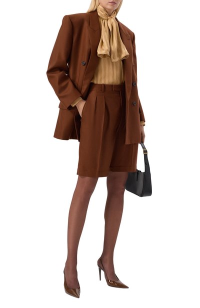 Кашемировые шорты SAINT LAURENT коричневого цвета по цене 291500 руб., арт. A000BD/Y7K75, фото 2 Кашемировые шорты SAINT LAURENT, арт. A000BD/Y7K75, фото 2