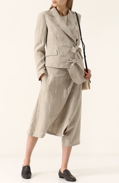 Укороченны е льняные брюки YOHJI YAMAMOTO, арт. FE-P52-300, фото 2