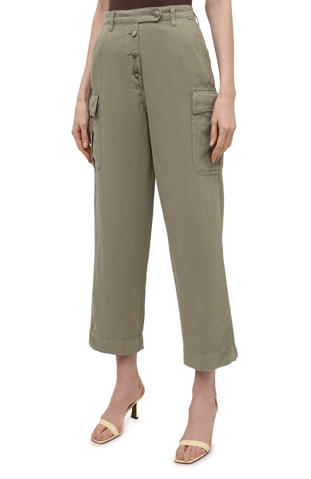 Хлопковые брюки TWO WOMEN IN THE WORLD хаки цвета по цене 27830 руб., арт. A12CT3 Alva, фото 3 Хлопковые брюки TWO WOMEN IN THE WORLD, арт. A12CT3 Alva, фото 3