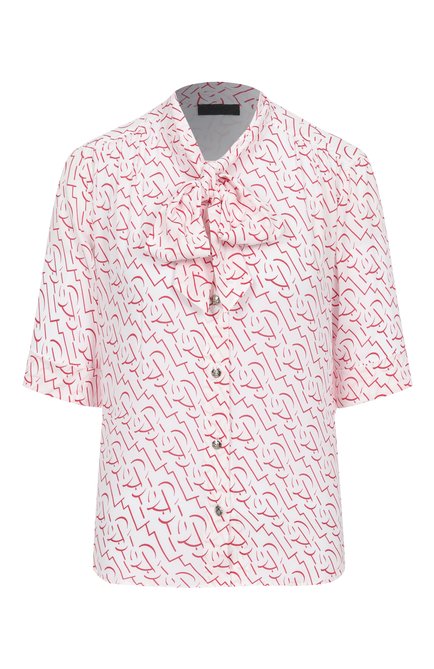 Женская блузка LIU JO розового цвета, арт. CA5216T5853 | Фото 1 (Рукава: Короткие; Длина (для топов): Стандартные; Драгоценные камни: Проставлено; Материал сплава: Проставлено)