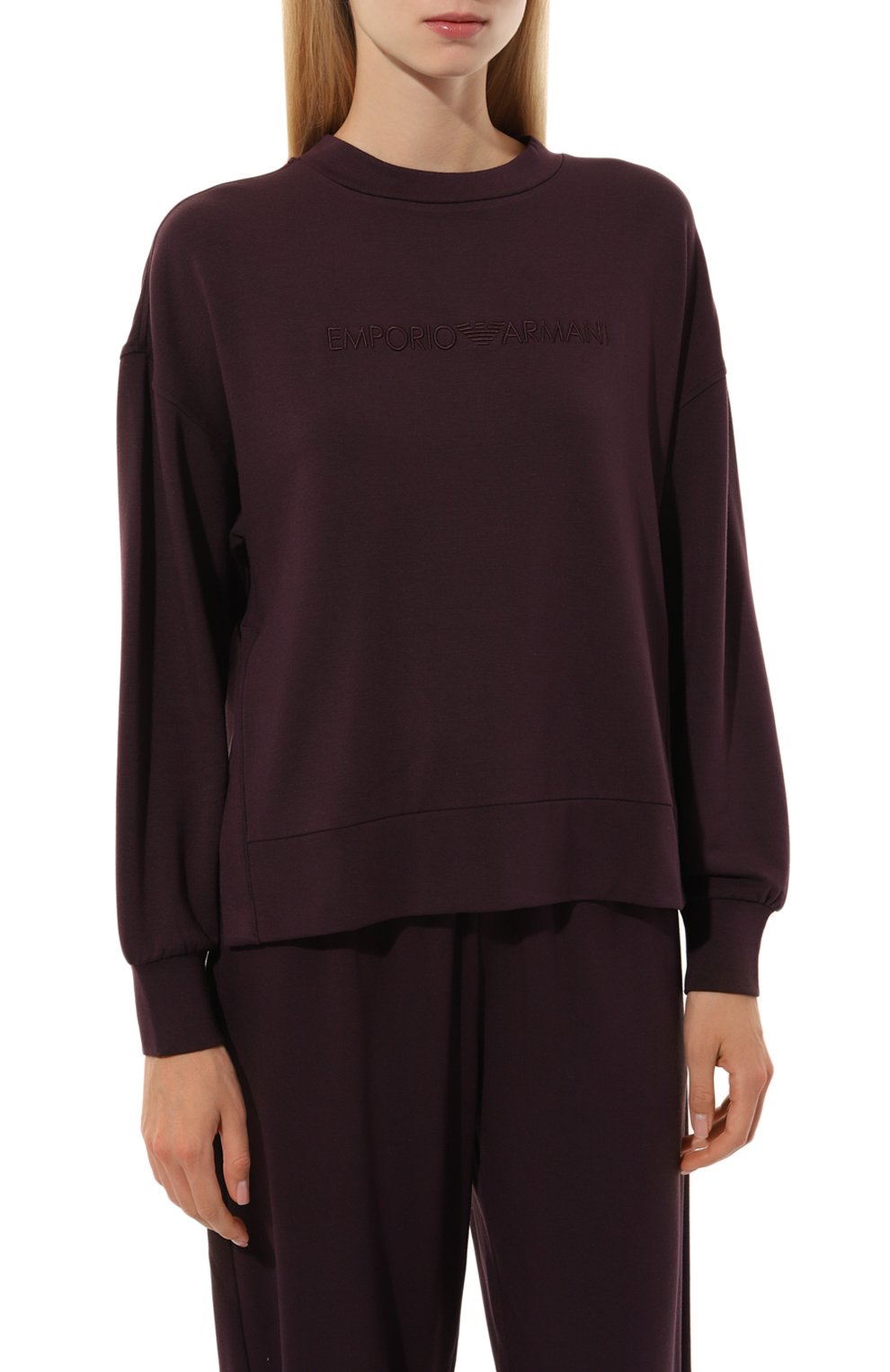 Свитшот из вискозы EMPORIO ARMANI бордового цвета по цене 12850 руб., арт. 164890/4F264, фото 3 Свитшот из вискозы EMPORIO ARMANI, арт. 164890/4F264, фото 3