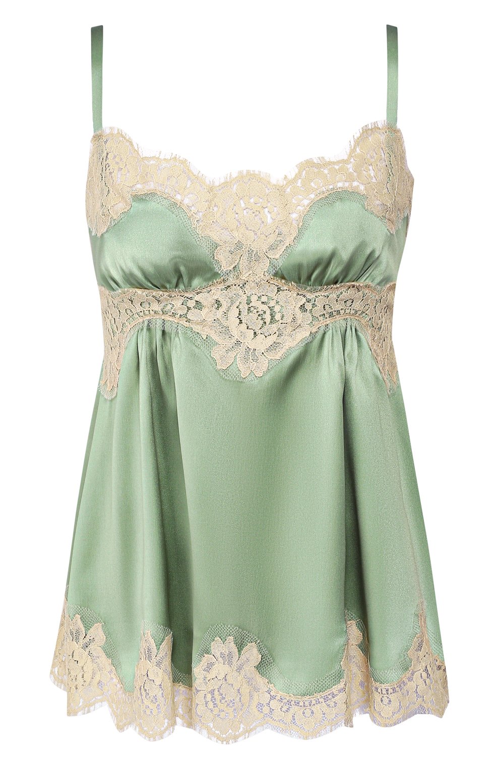 Топ из смеси шелка и хлопка DOLCE & GABBANA зеленого цвета по цене 148500 руб., арт. F73X3T/FU1NU, фото 1 Топ из смеси шелка и хлопка DOLCE & GABBANA, арт. F73X3T/FU1NU, фото 1