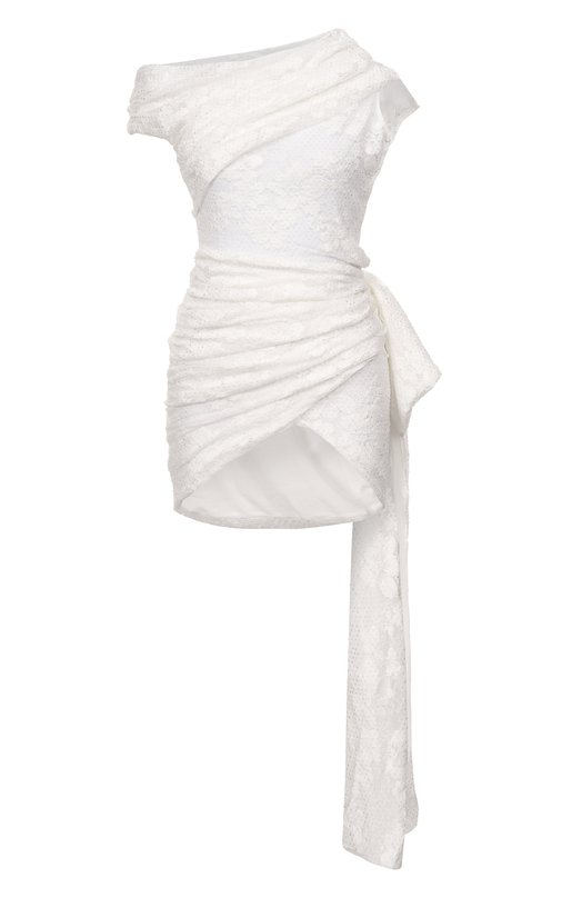 Платье с отделкой стразами self-portrait RS26002SBW Белый RS26002SBW