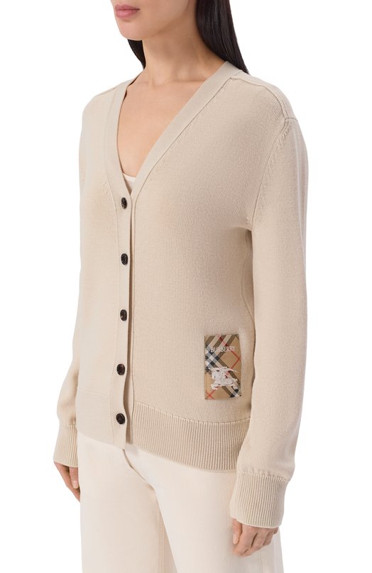 Шерстяной кардиган Burberry 8102690 Бежевый  8102690 Фото 3