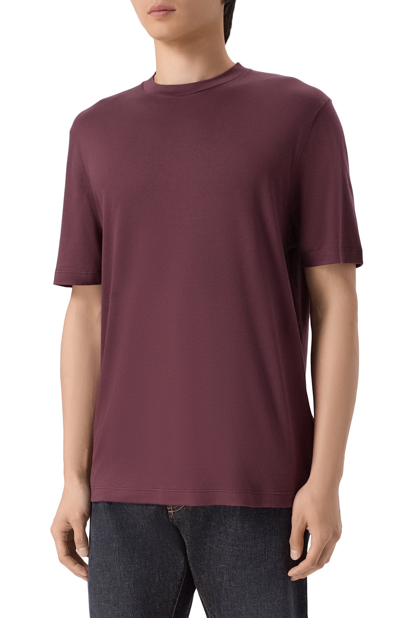 Хлопковая футболка CANALI фиолетового цвета по цене 55350 руб., арт. T0965/MJ02451, фото 3 Хлопковая футболка CANALI, арт. T0965/MJ02451, фото 3