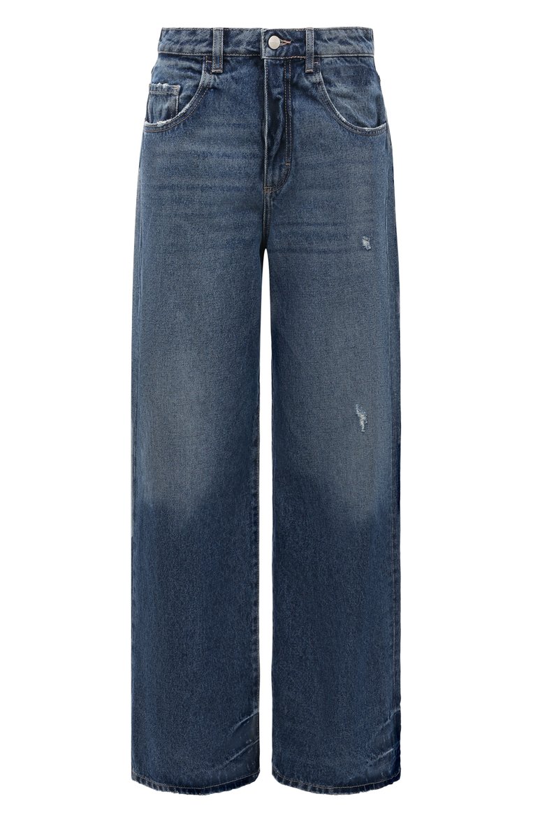 Женские джинсы ICON DENIM LA синего цвета, арт. P0PPY EC0 | Фото 1 (Длина (брюки, джинсы): Стандартные; Материал внешний: Хлопок, Деним; Стили: Кэжуэл; Силуэт Ж (брюки и джинс�ы): Широкие; Кросс-КТ: Деним; Детали: Делаве)