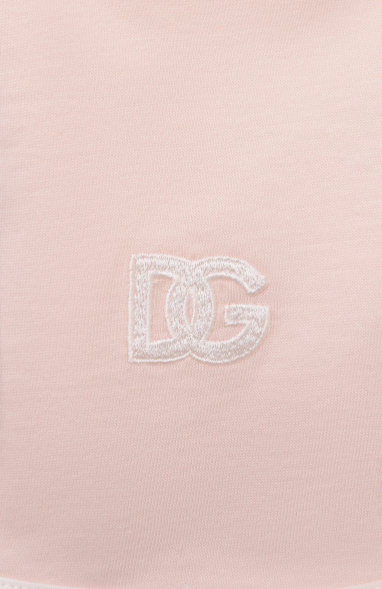 Детский комплект из трех предметов DOLCE & GABBANA светло-розового цвета, арт. L1J07F/G7L5U | Фото 8 (Материал внешний: Хлопок; Нос: Не проставлено; Автоматизация состава: Проставлено; Ростовка одежда: 3 мес | 62 см, 6 мес | 68 см, 9 мес | 74 см, 12 мес | 80 см)