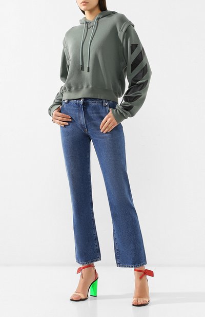 Хлопковое худи OFF-WHITE хаки цвета по цене 58750 руб., арт. 0WBB028R19C480694310, фото 2 Хлопковое худи OFF-WHITE, арт. 0WBB028R19C480694310, фото 2