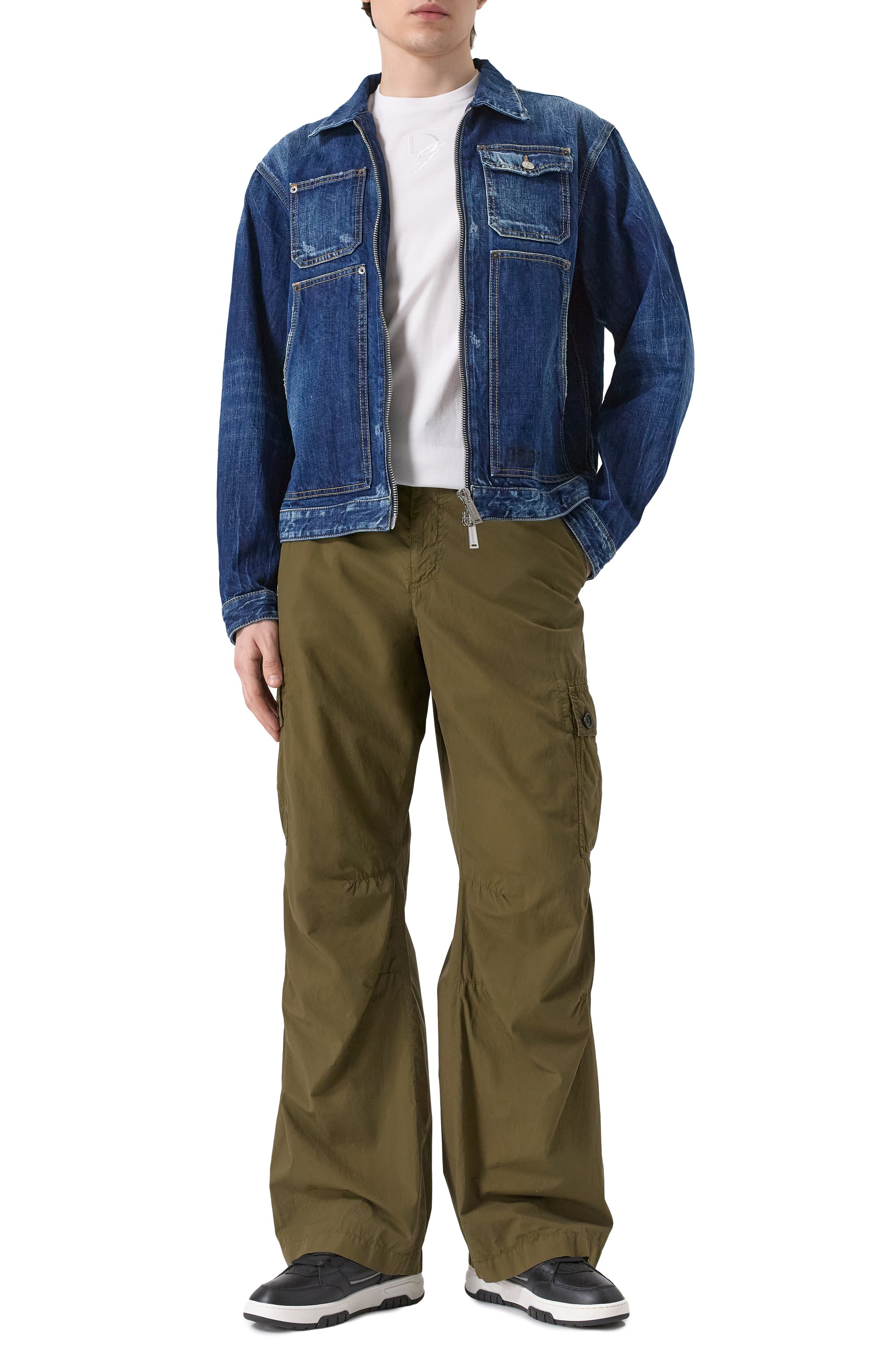 Хлопковые брюки-карго DOLCE & GABBANA хаки цвета по цене 78750 руб., арт. GP0H9T/G8LD9, фото 2 Хлопковые брюки-карго DOLCE & GABBANA, арт. GP0H9T/G8LD9, фото 2