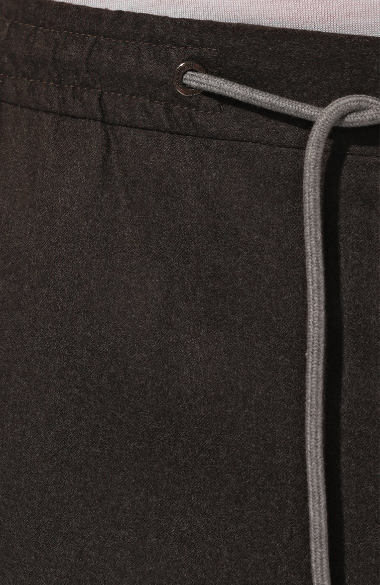 Мужские шерстяные брюки CORNELIANI темно-коричневого цвета, арт. 944L25-9418111 | Фото 5 (Материал сплава: Проставлено; Материал внешний: Шерсть; Драгоценные камни: Проставлено; Длина (брюки, джинсы): Стандартные; Случай: Повседневный; Стили: Кэжуэл)