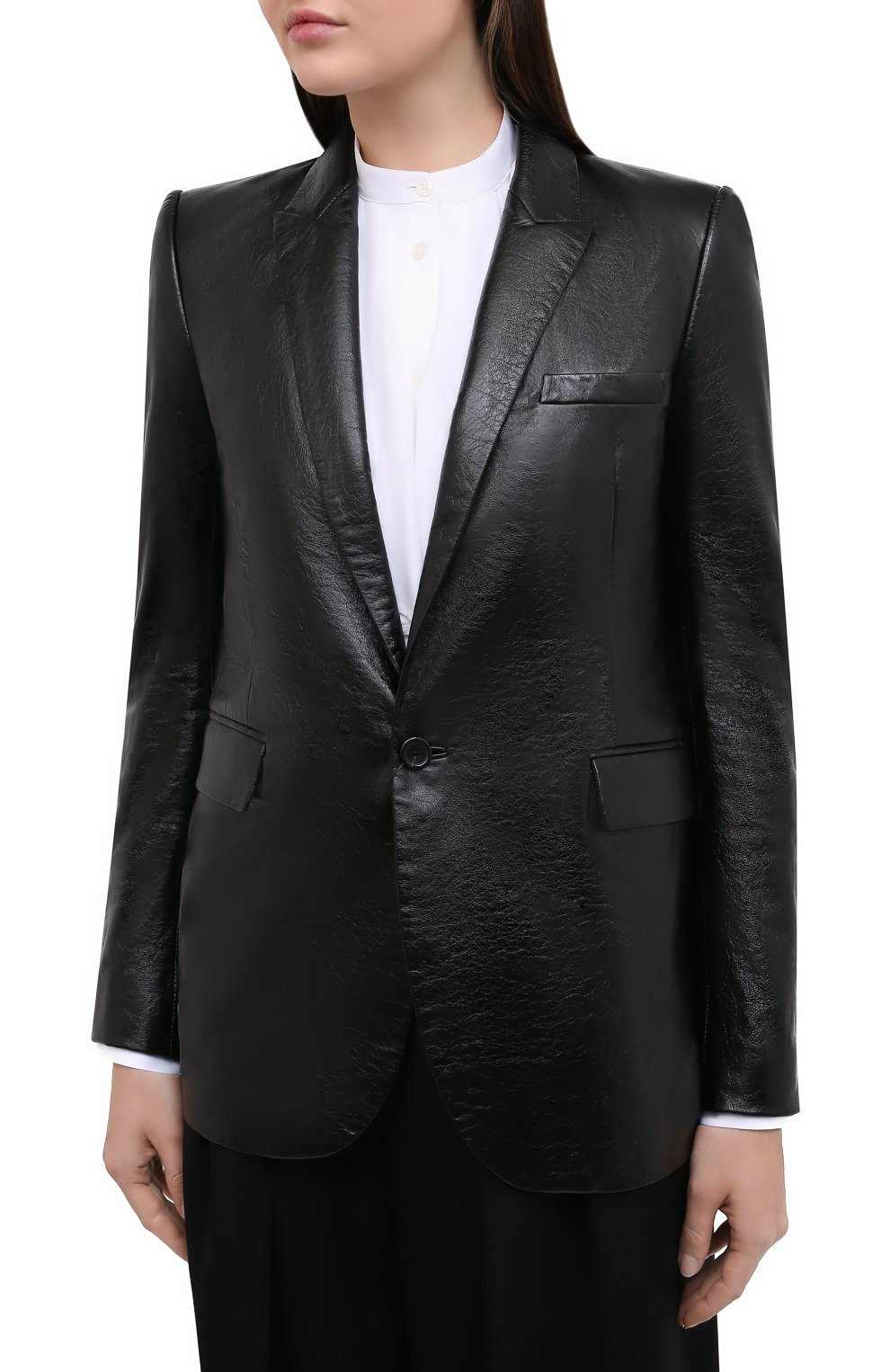 Кожаный жакет SAINT LAURENT черного цвета по цене 520500 руб., арт. 636931/YCDG2, фото 3 Кожаный жакет SAINT LAURENT, арт. 636931/YCDG2, фото 3